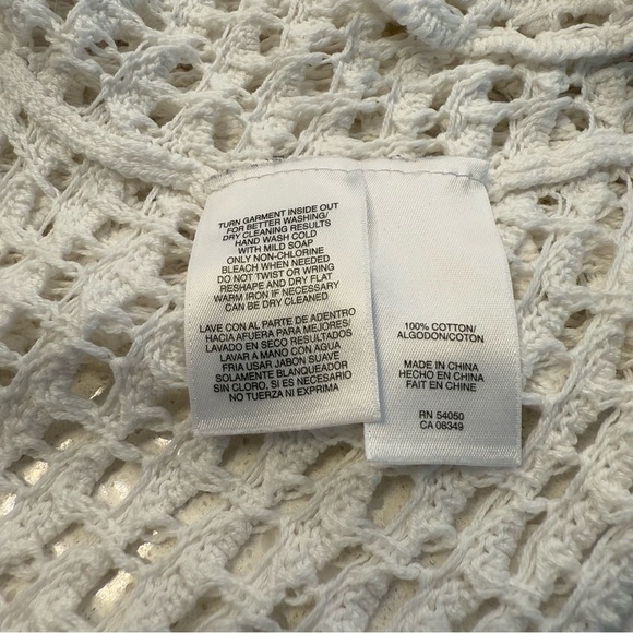 Jones Studio White Crochet Open-Knit Tie Front Shrug Women’s Medium Cotton - Picture 7 of 10